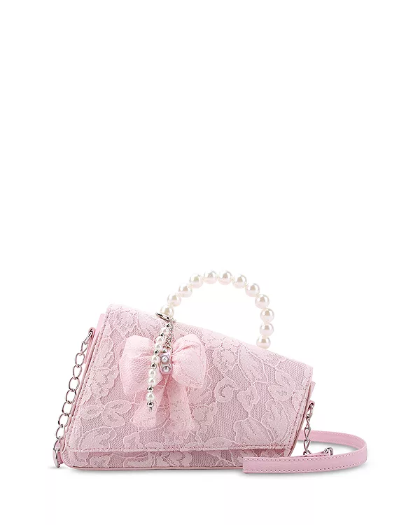 

Девичья кружевная сумка через плечо с жемчужным узором и бантом Omg Accessories, розовый