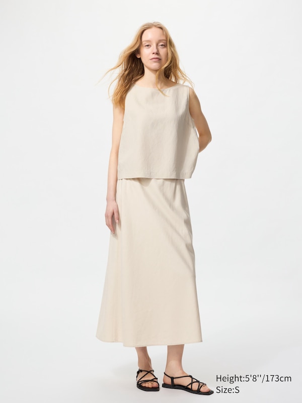 

Юбка из льняной смеси Uniqlo, бежевый