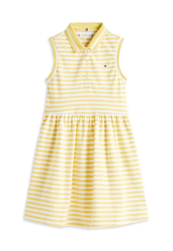 Незаменимое повседневное платье-поло без рукавов, силуэта «русалка» Tommy Hilfiger, Yellow Dahlia Stripes — фото 4