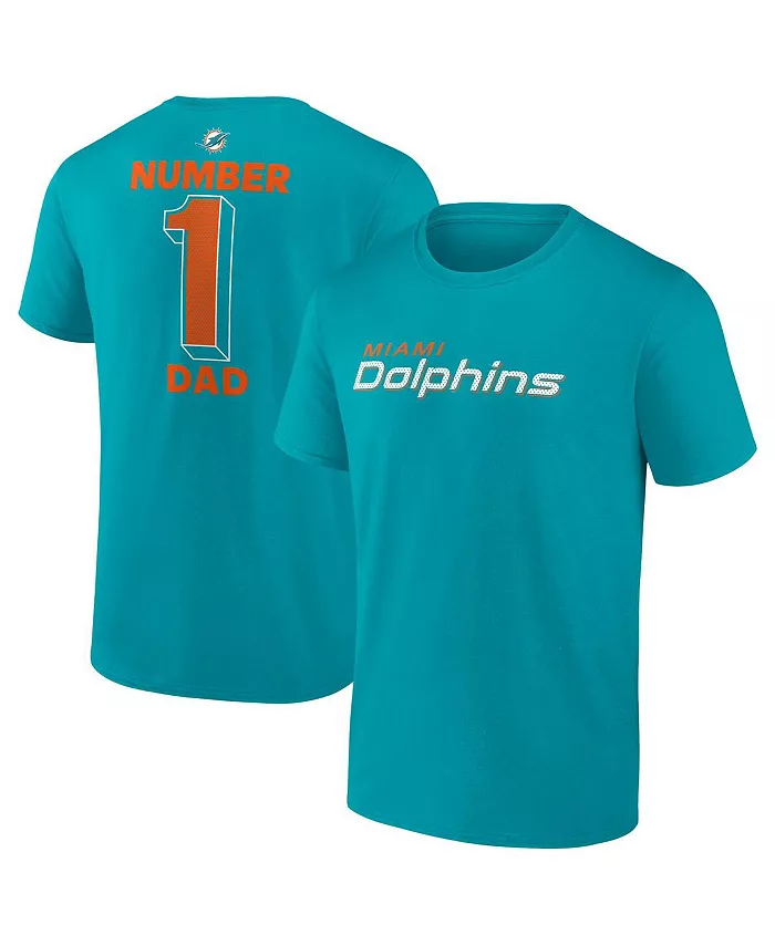 

Мужская футболка Aqua Miami Dolphins Big Tall Number One Dad Fanatics