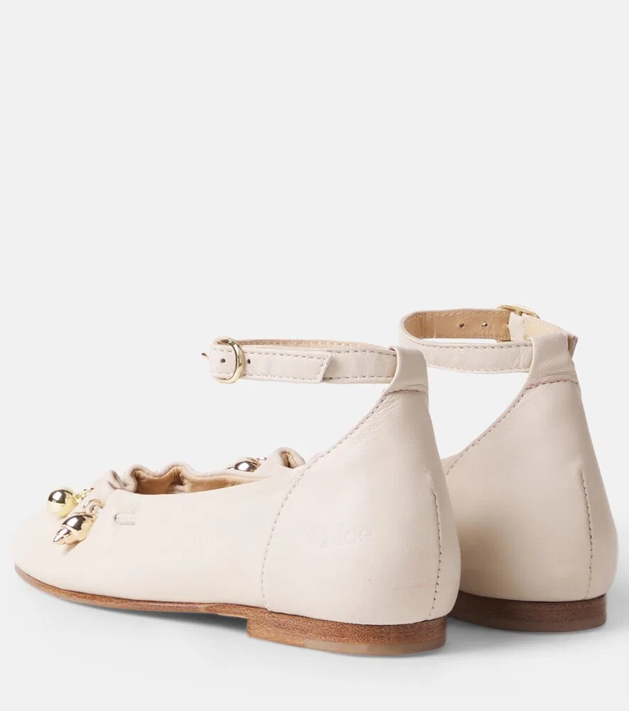 Балетки из декоративной кожи Chloé Kids, белый — фото 2