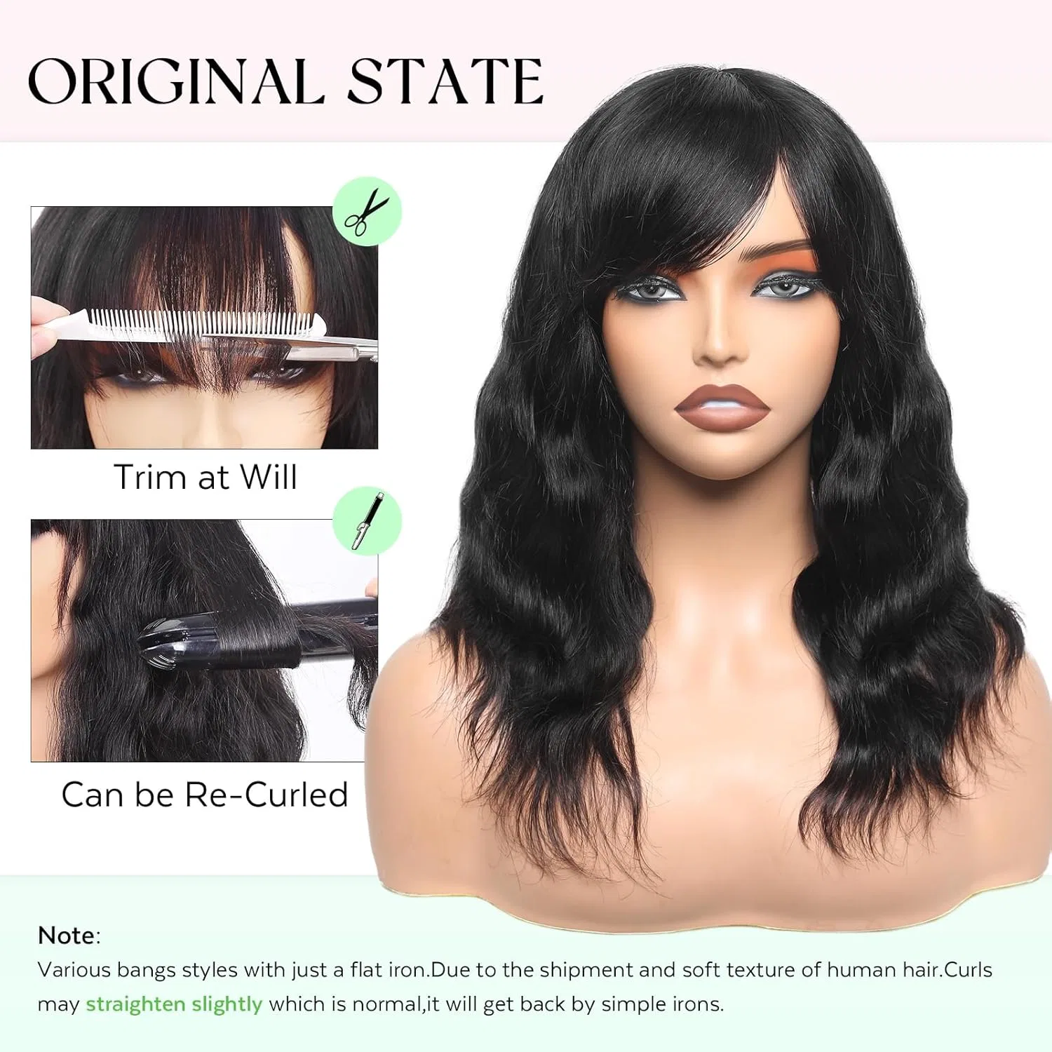 Парик WIGNEE из 100% бразильских натуральных волос с челкой Wignee — фото 4