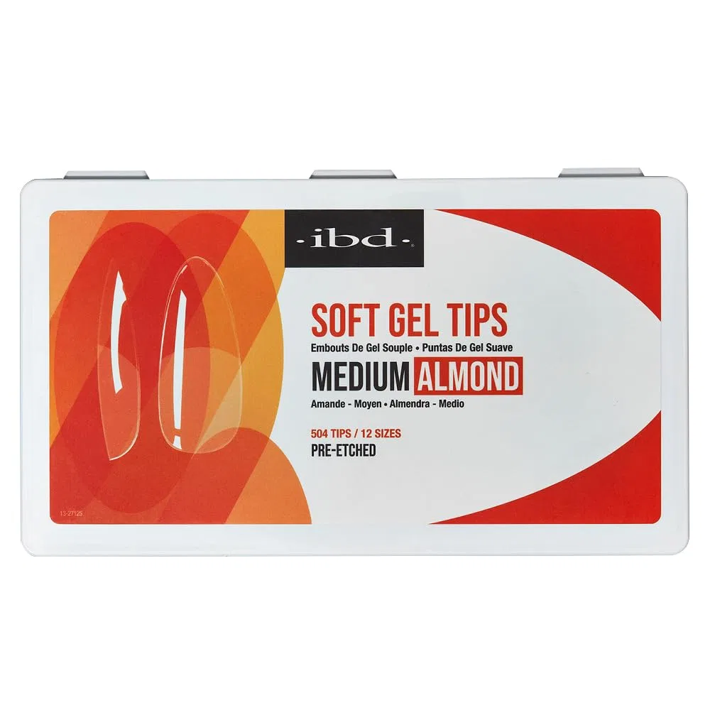 Прозрачные типсы для наращивания ногтей IBD Soft Gel Tips Medium Almond Ibd