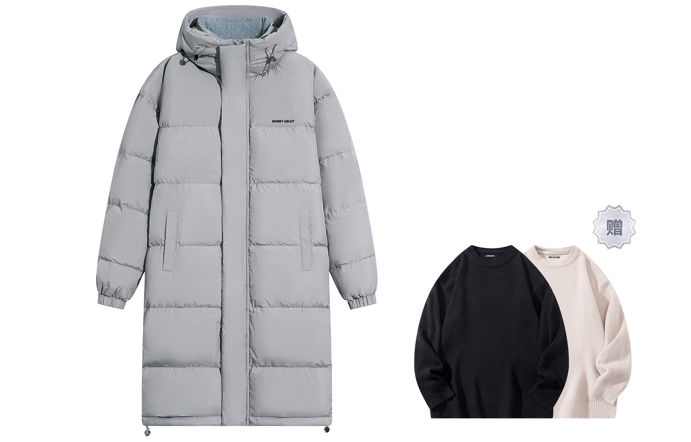 

BOBBY ABLEY Унисекс пуховик, Gray (Comes with Sweater)
