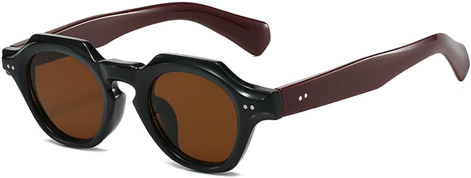 

Модные солнцезащитные очки в форме маленького многоугольника и квадрата для женщин, ретро-очки с заклепками, солнцезащитные очки UV400 для мужчин, красные и синие солнцезащитные очки mincl, Brown