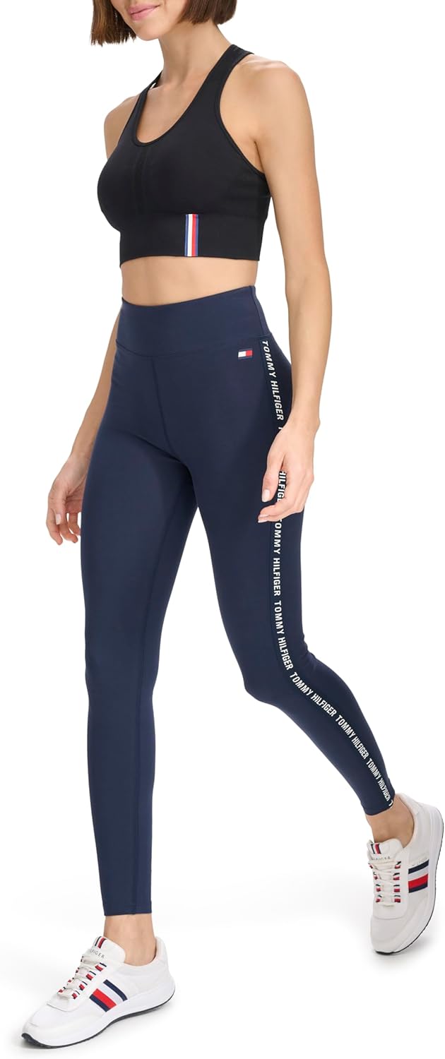 Женские спортивные леггинсы с высокой талией и логотипом Tommy Hilfiger, Navy — фото 3
