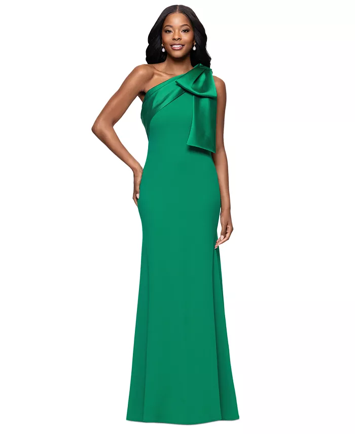 

Женское платье с бантом и асимметричным вырезом Betsy & Adam, зеленый