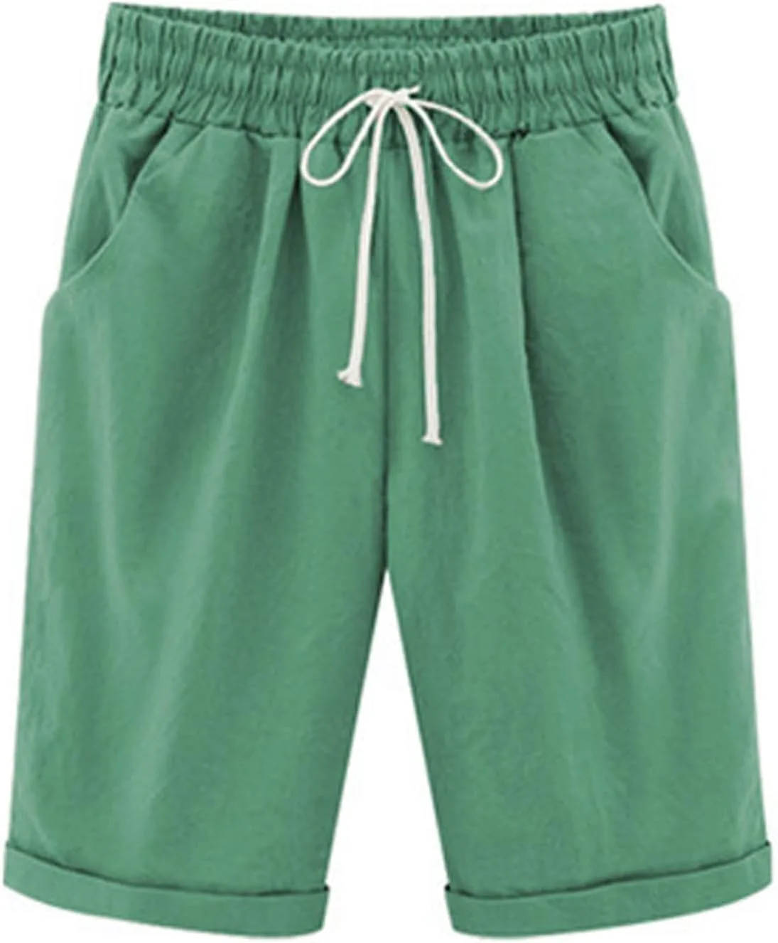 

Женские бермуды с эластичным поясом и завязками, летние, из хлопка, мид-райз