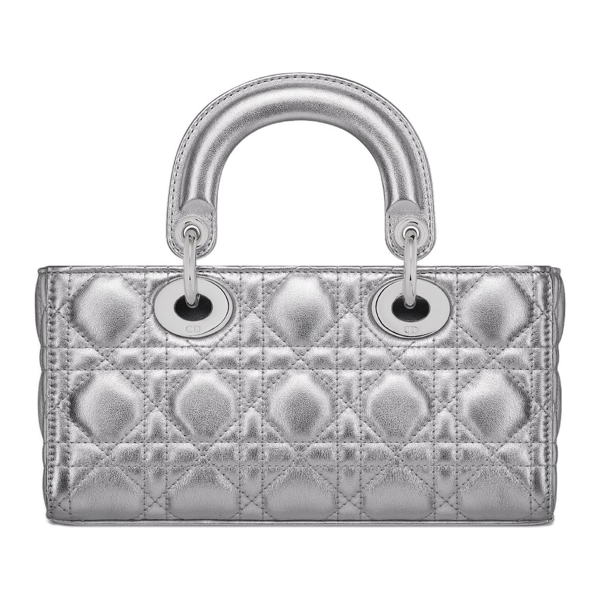 DIOR Сумка Lady D Joy Calfskin через плечо малого размера серебристая — фото 3