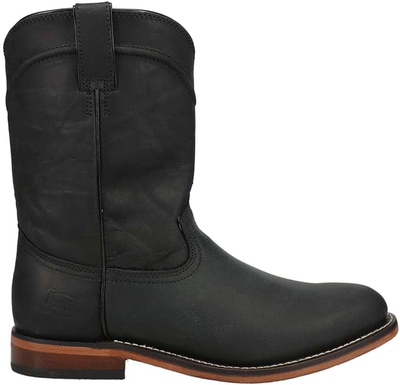 

Мужские вестерн-босоножки Justin Braswell 10 Roper - ботинки из цельной кожи с округлым носком, каблуком unit block, кожаной подошвой и амортизирующей стелькой, черный