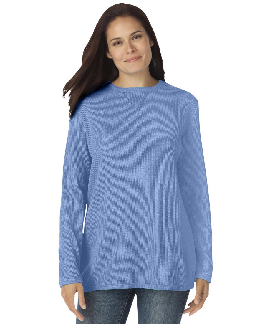 

Термотолстовка Plus Size Within из ультрамягкой вафельной ткани Woman Within, French blue