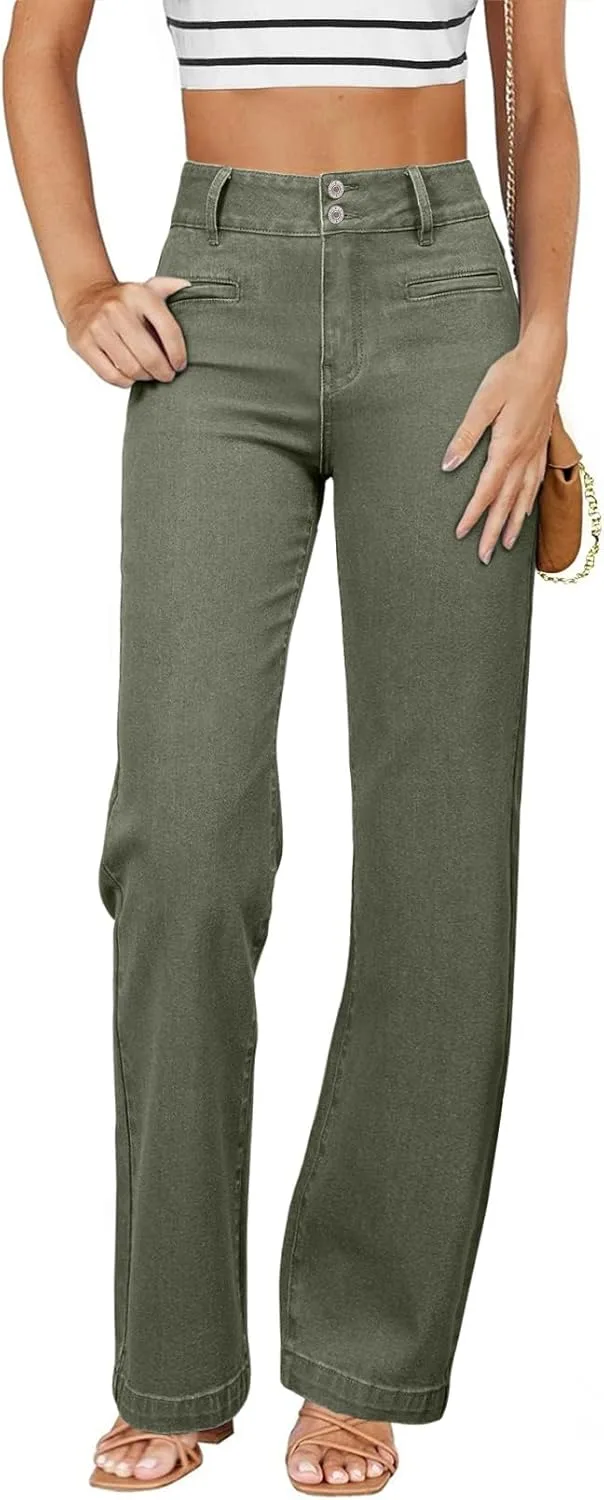 

Sidefeel Женские джинсы High Waisted Straight Leg Stretchy