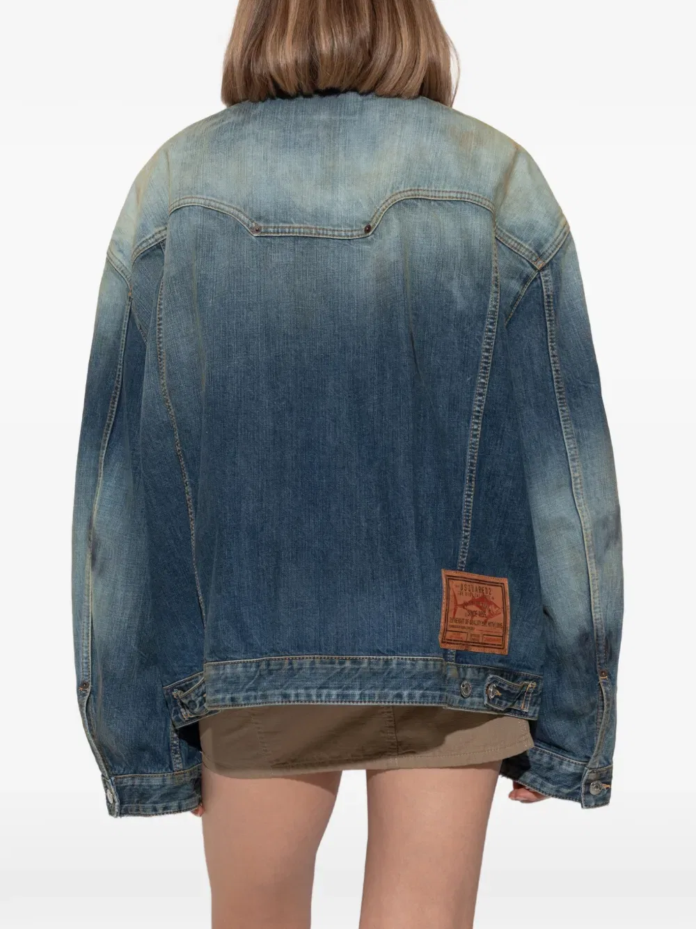 Потертая выцветшая джинсовая куртка Dsquared2, синий — фото 4