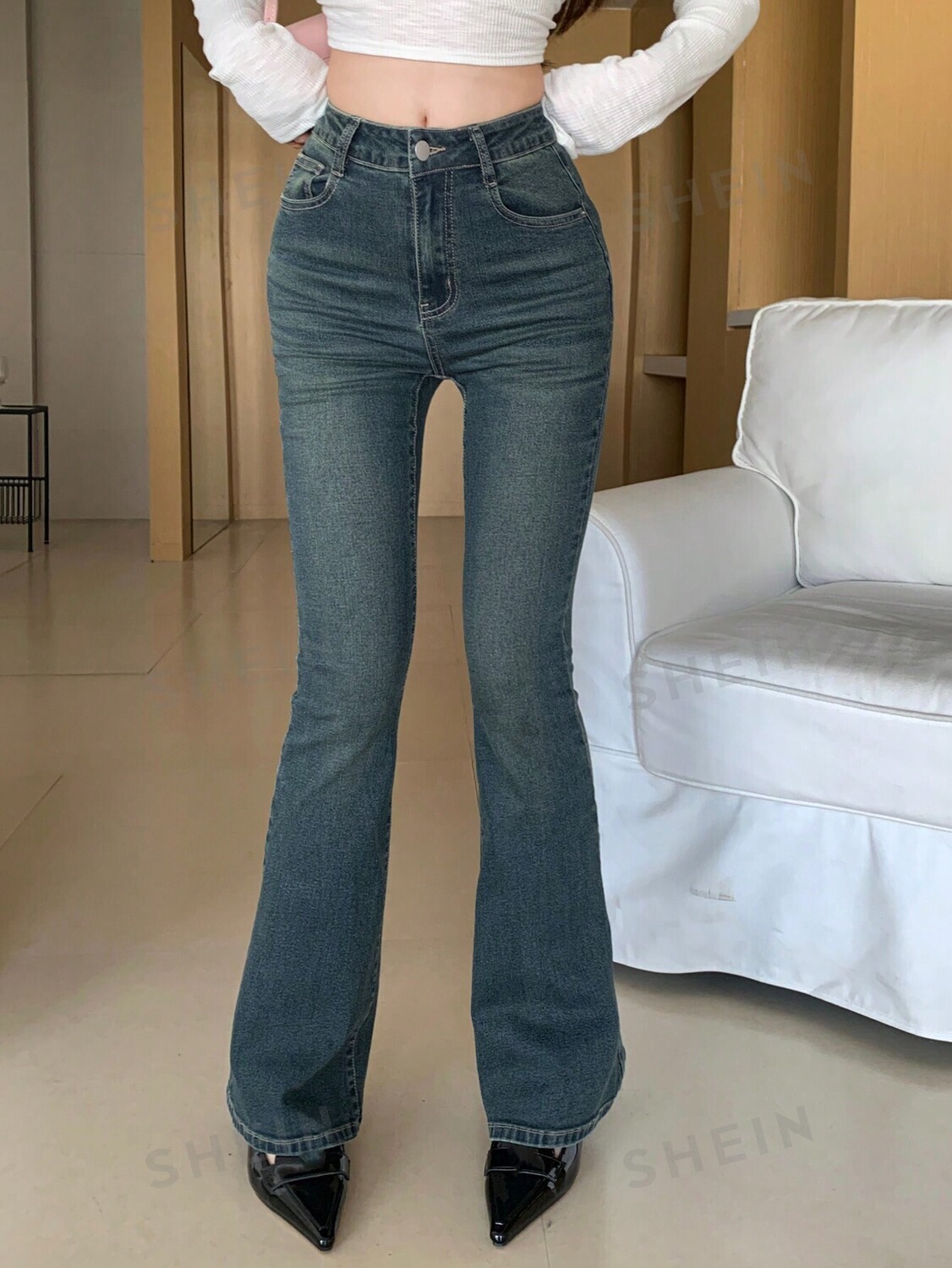 

Джинсы bootcut, однотонные Dazy, тёмно-синий