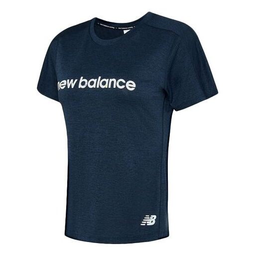 

Футболка классические с логотипом и алфавитом, короткий рукав, New Balance, синий