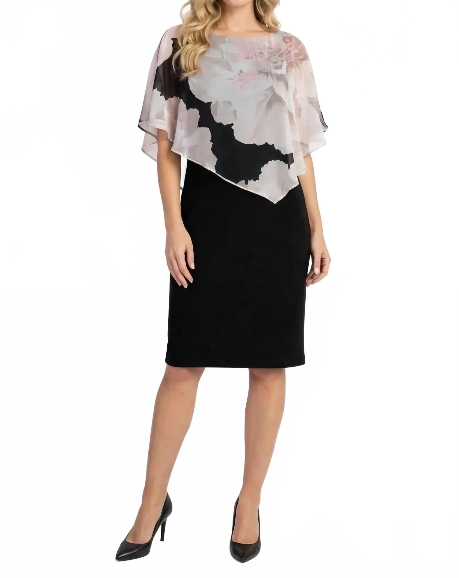 

Frank Lyman Асимметричное платье из шифона с цветочным принтом, черно-бежевого цвета