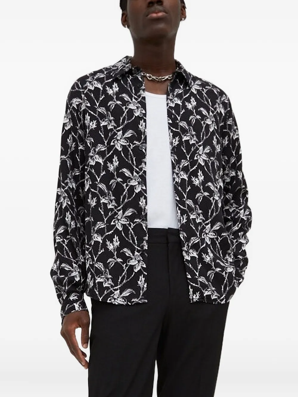 

Рубашка с цветочным принтом The Kooples, черный