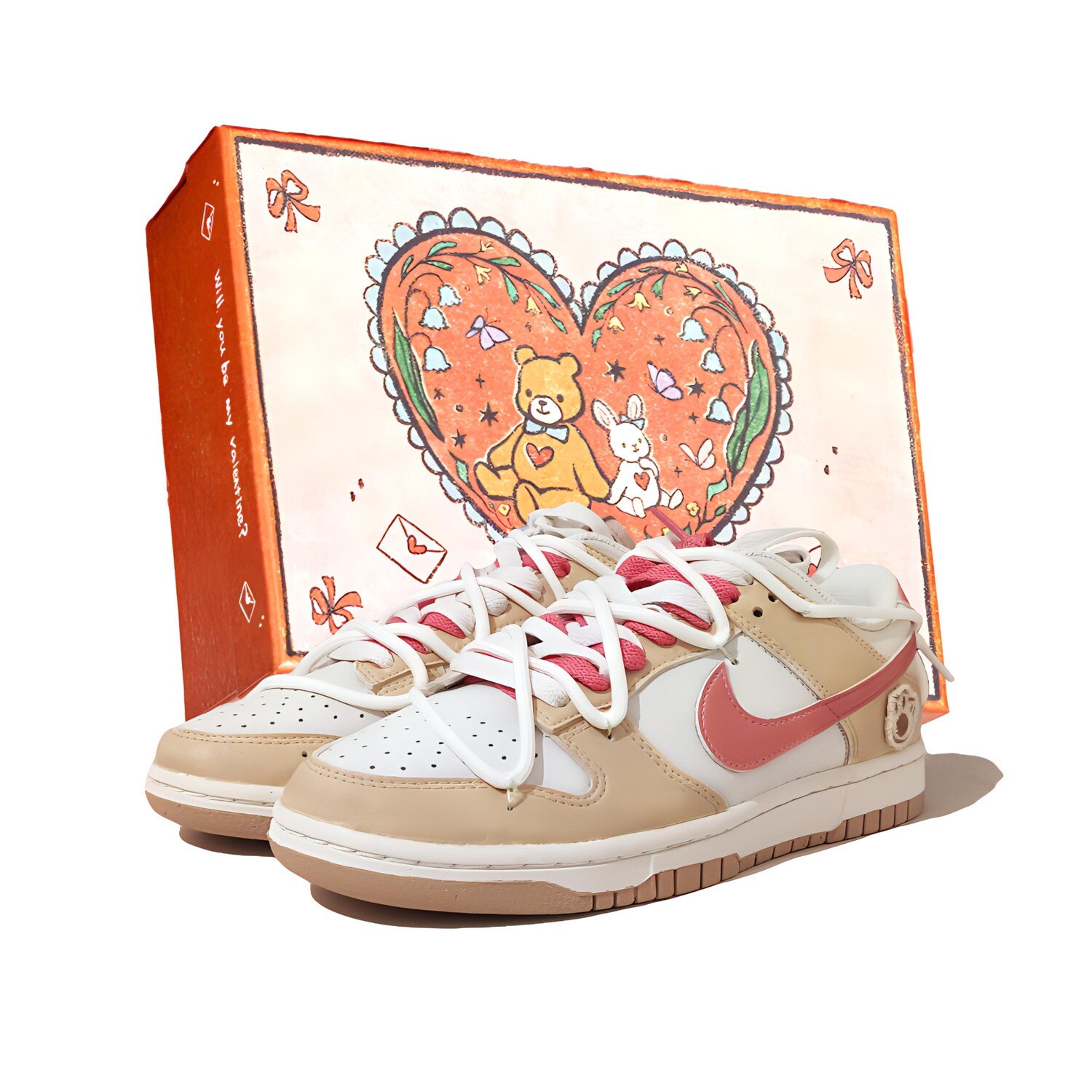 

Кроссовки Nike Dunk Skateboarding Shoes Women's Low-top Khaki Beige Watermelon Red, цвет Apricot