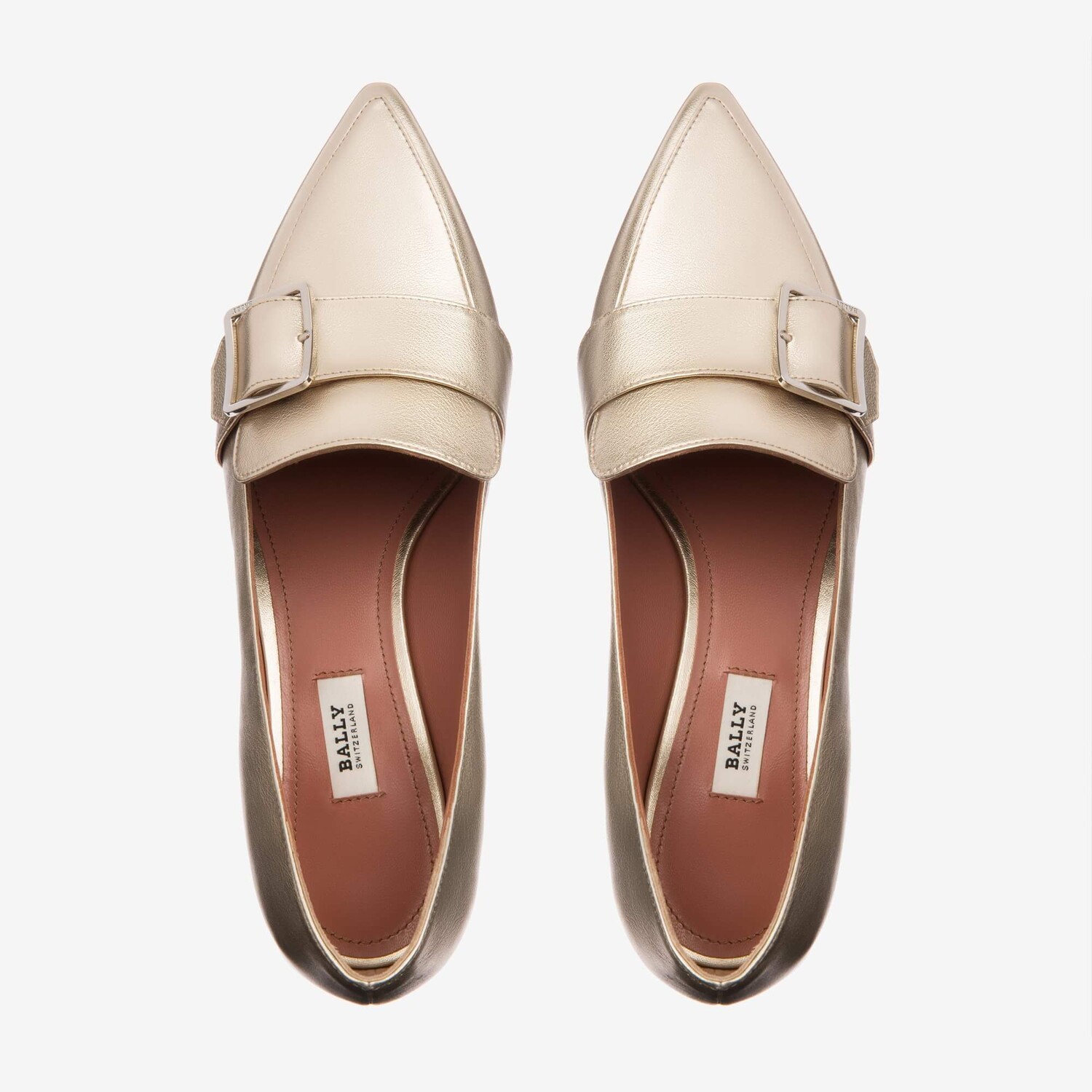 Женские кожаные мюли Bally Harumi 6223345 цвета шампанского с пряжкой, мультиколор — фото 2