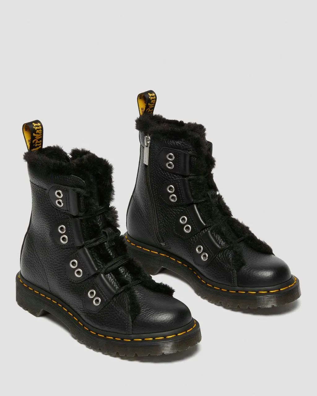 Ботинки кожаные Dr. Martens 1460 на подкладке из искусственного меха, черный — фото 4