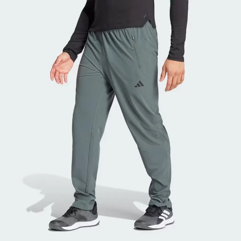 Спортивные брюки для тренировок мужские зеленые серые Adidas — фото 3