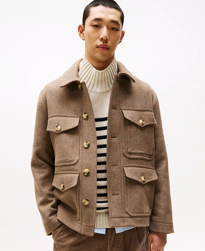 

Мужская куртка из шерстяной смеси с четырьмя карманами Tommy Hilfiger, загар/бежевый