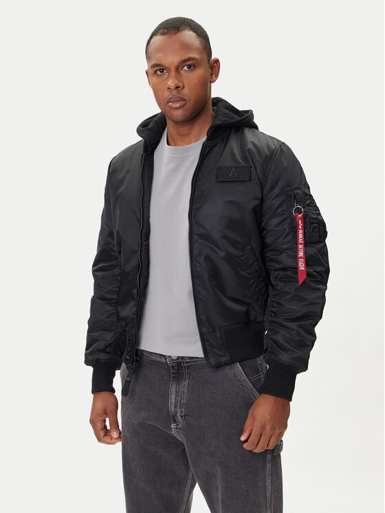 

Бомбер regular fit MA-1 Zip Hood Back Print 128113 Alpha Industries, чёрный, Черный, Бомбер regular fit MA-1 Zip Hood Back Print 128113 Alpha Industries, чёрный