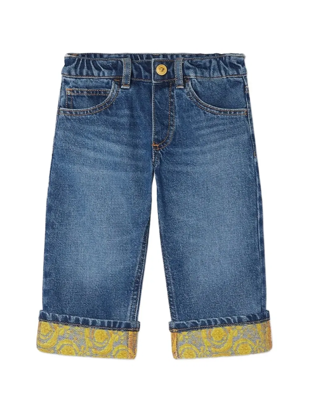 Шорты из жаккардовой ткани с узором Versace Kids, синий