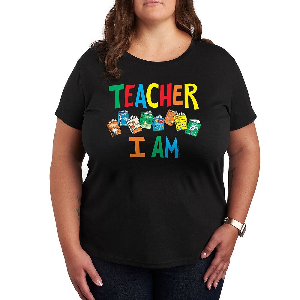 

Футболка Plus Dr. Seuss Teacher I Am с рисунком Licensed Character, черный