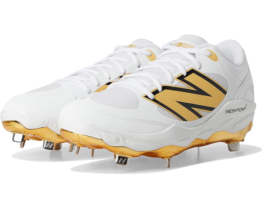 

Кроссовки New Balance Fresh Foam X 3000v7 Baseball Cleats, цвет White/Metallic Gold