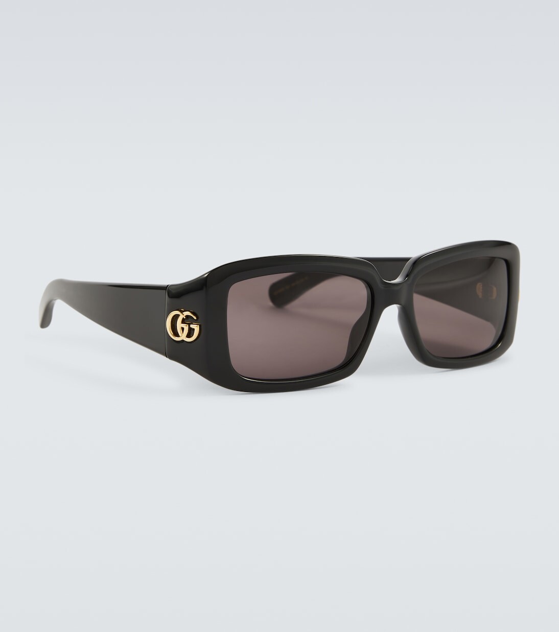 Солнцезащитные очки прямоугольной формы с двойной буквой g Gucci, черный — фото 4