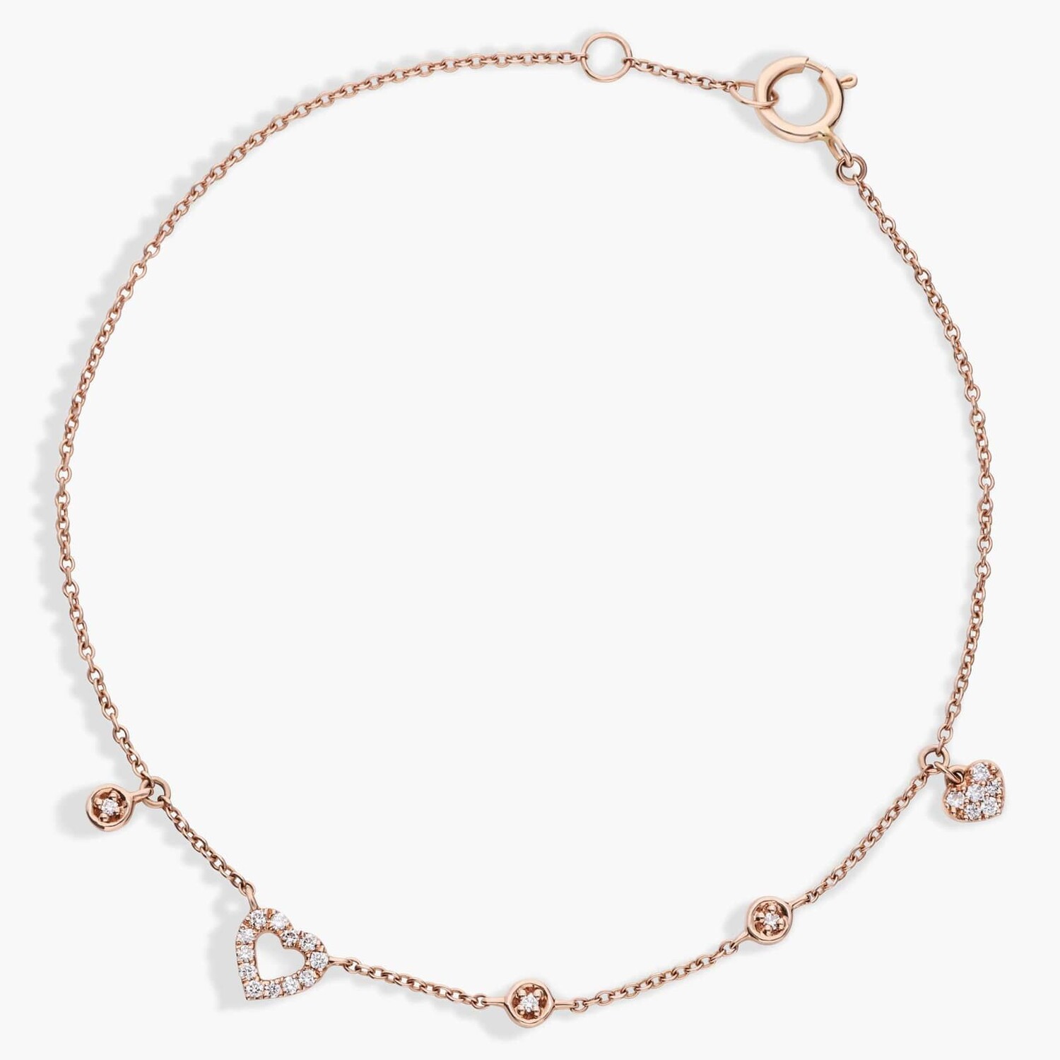 

Асимметричный браслет в форме мини-бриллианта в форме сердца из розового золота 14 карат (1/10 карата) Blue Nile