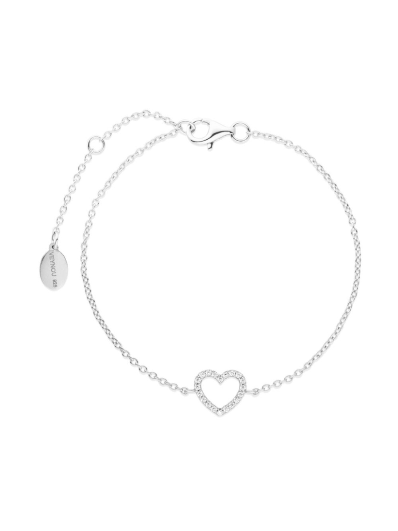 

VEYNOU браслет Heart из белого золота с бриллиантами, серебряный