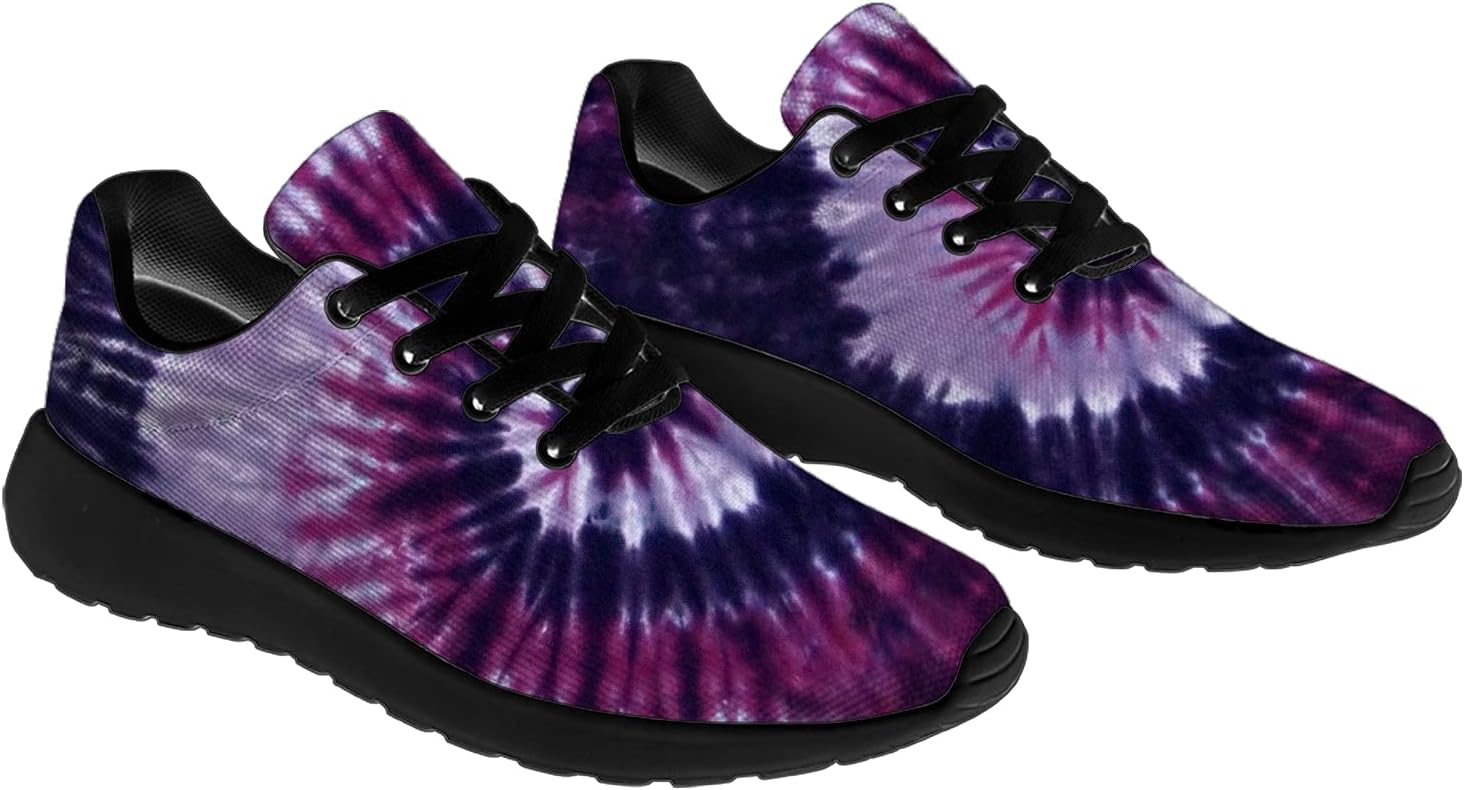Кроссовки Horethy Tie Dye для женщин и мужчин, беговые кроссовки, женские и мужские прогулочные, теннисные кроссовки, удобные спортивные кроссовки для джоггинга, подарки, черный — фото 4