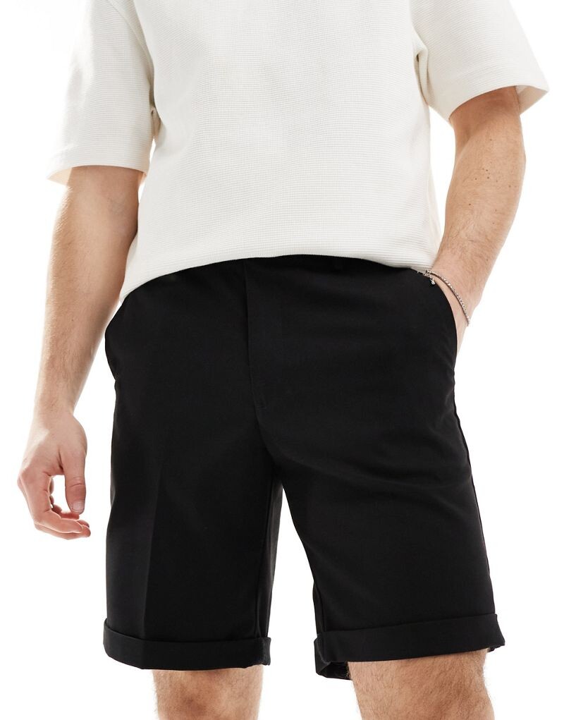 

Черные стильные прямые шорты ASOS DESIGN
