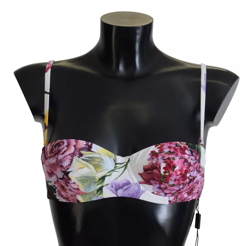 

Белый цветочный принт пляжная одежда купальник бикини топ Dolce & Gabbana