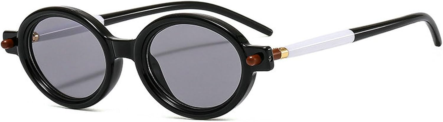 

Винтажные овальные солнцезащитные очки COTIA для женщин и мужчин, модные панк-очки в маленькой оправе, ретро-очки с заклепками, классические солнцезащитные очки, Black White