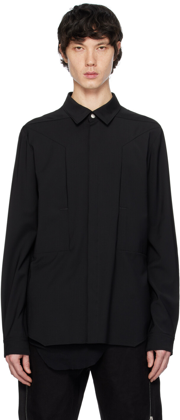 

Черная рубашка с туманным карманом Rick Owens, цвет Black