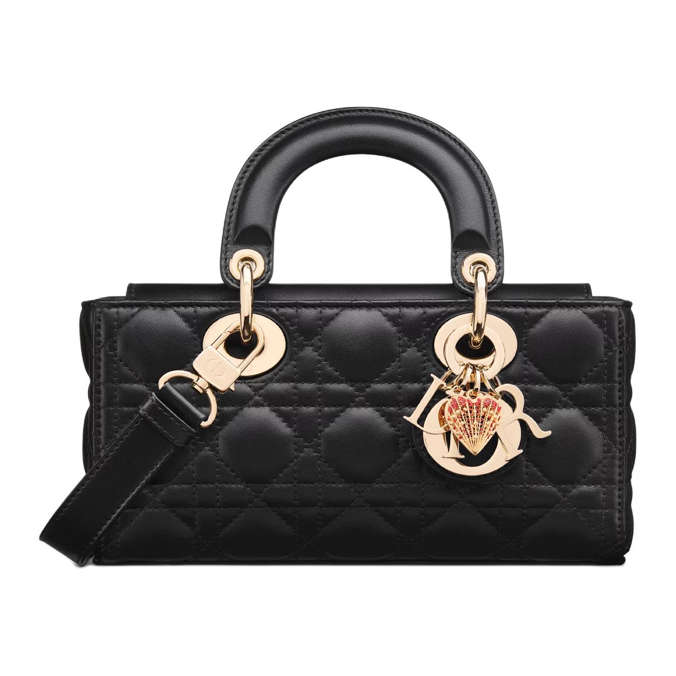 

DIOR Сумка Lady D Joy через плечо из овчины малого размера женская черная