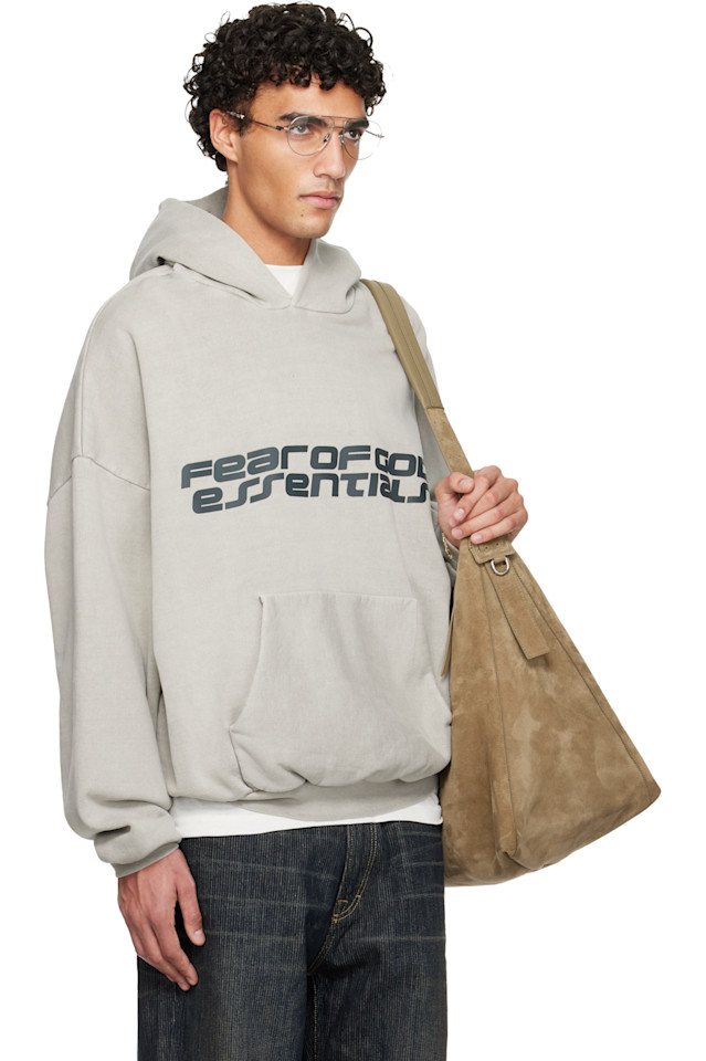 Fear Of God Essentials Серая праздничная толстовка из плотного флиса в стиле 90-х — фото 2