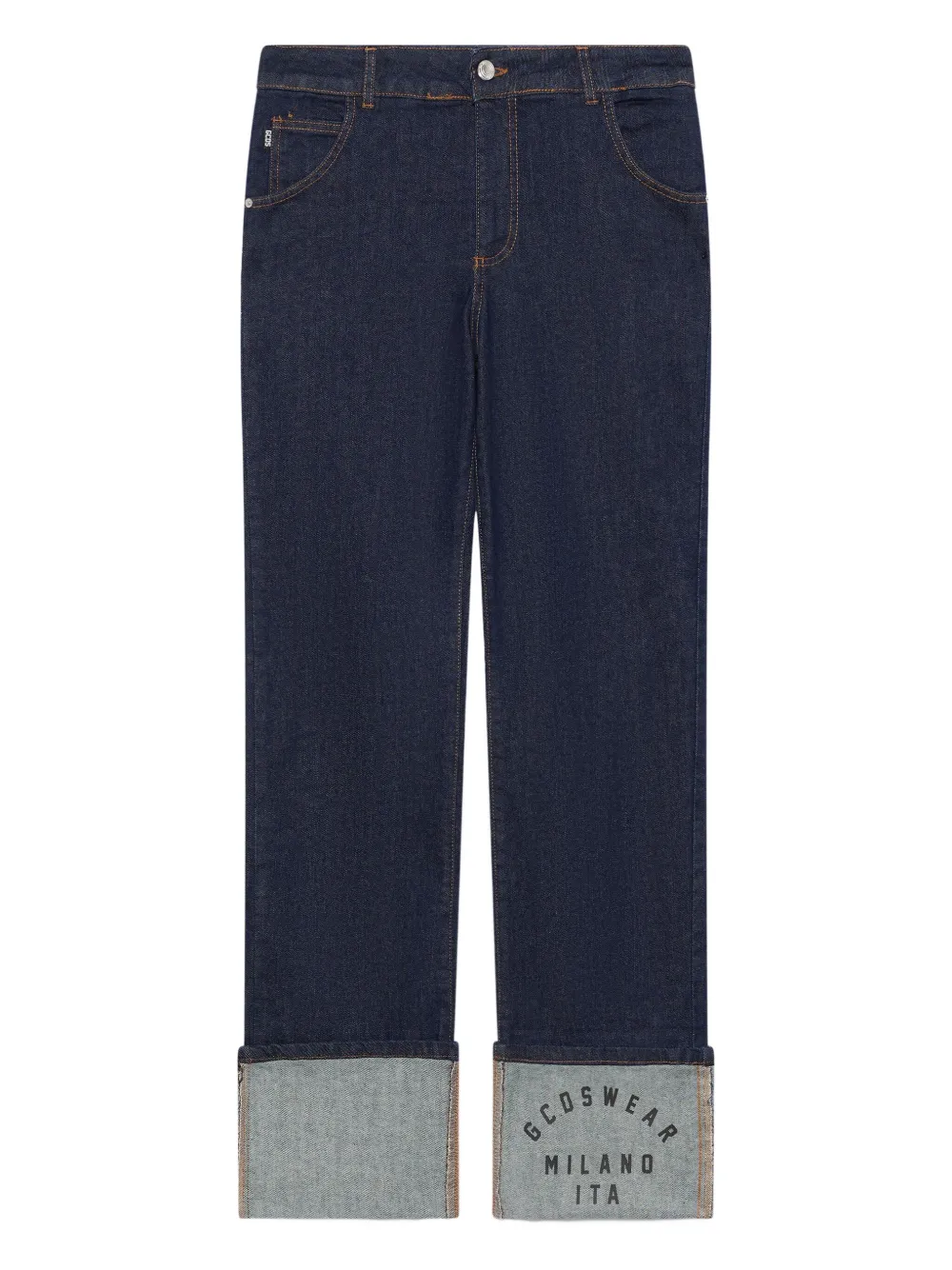 

Джинсы с подворотами Gcds, синий