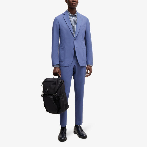 Рубашка Slim-Fit из эластичной ткани с микроквадратным принтом Boss, синий — фото 2