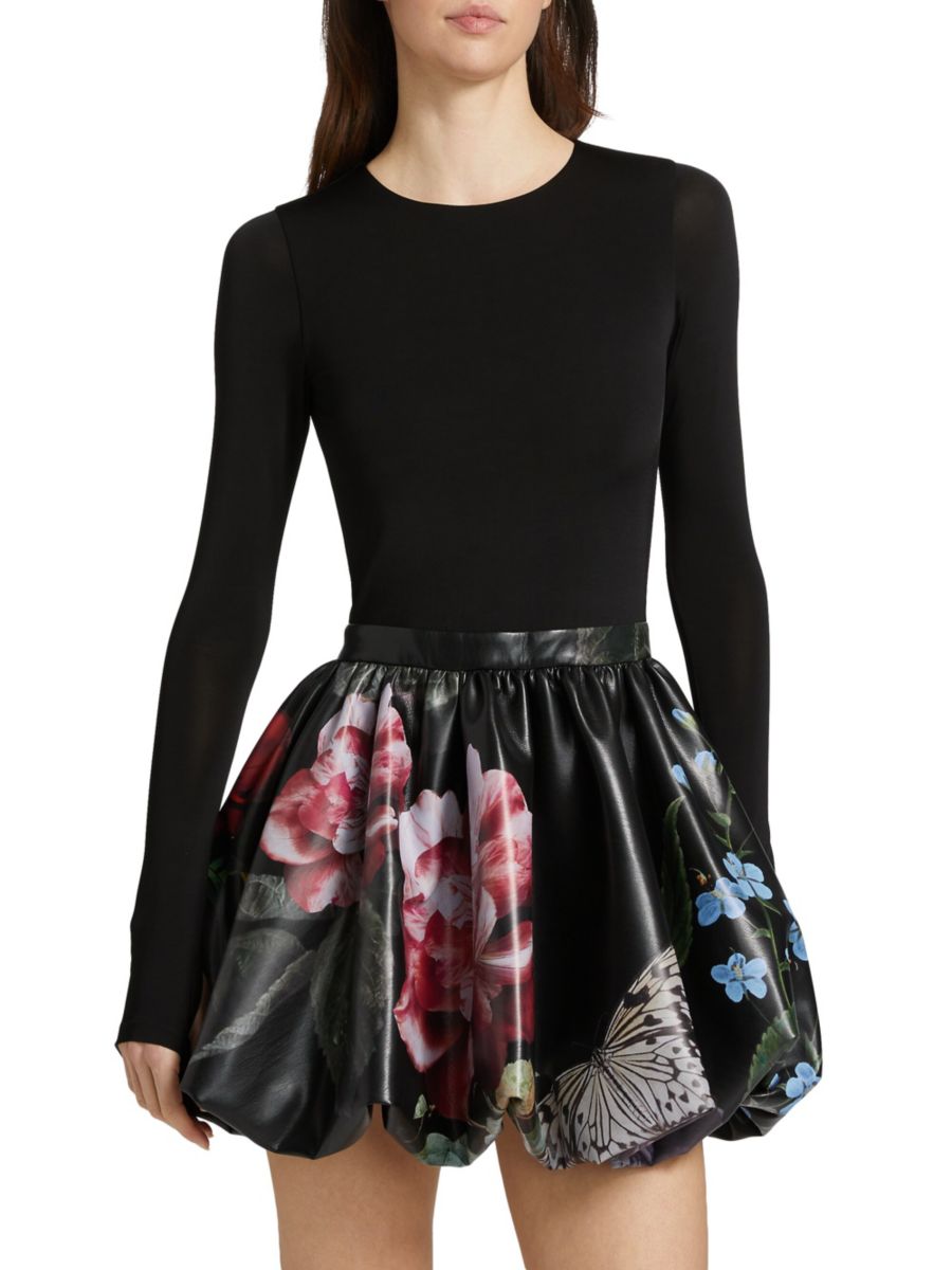 

Мини-платье Chara Floral Bubble Alice + Olivia, цвет In The Wind Floral
