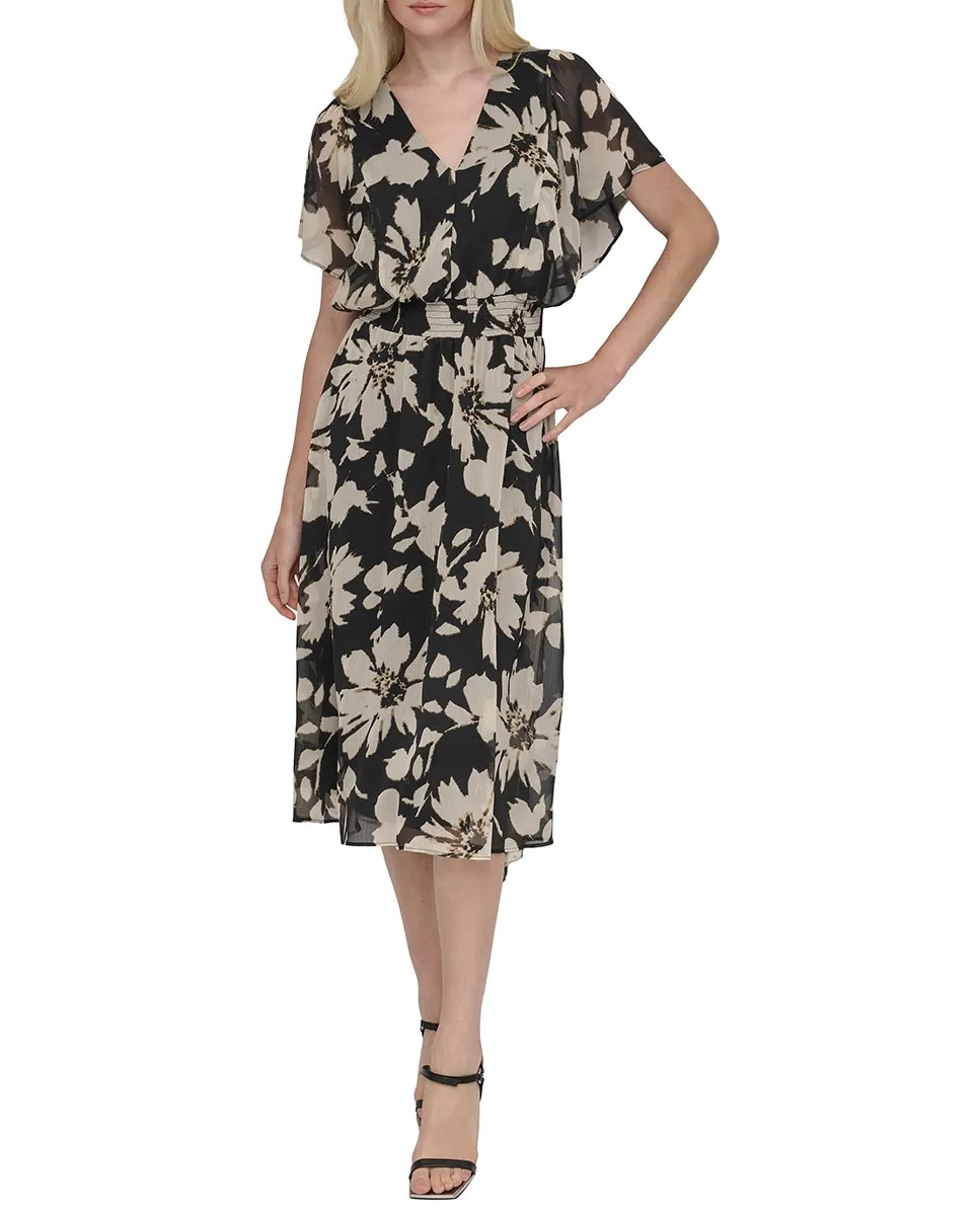 

Короткий рукав с цветочным принтом Dkny, черный