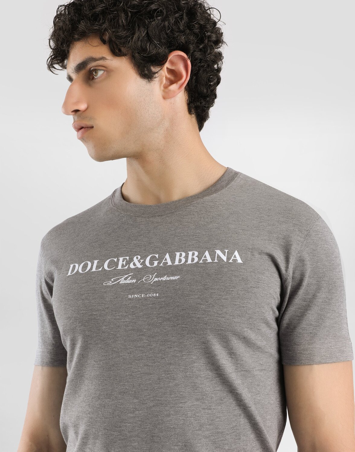 Хлопковая футболка с принтом Dolce & Gabbana, серый — фото 4
