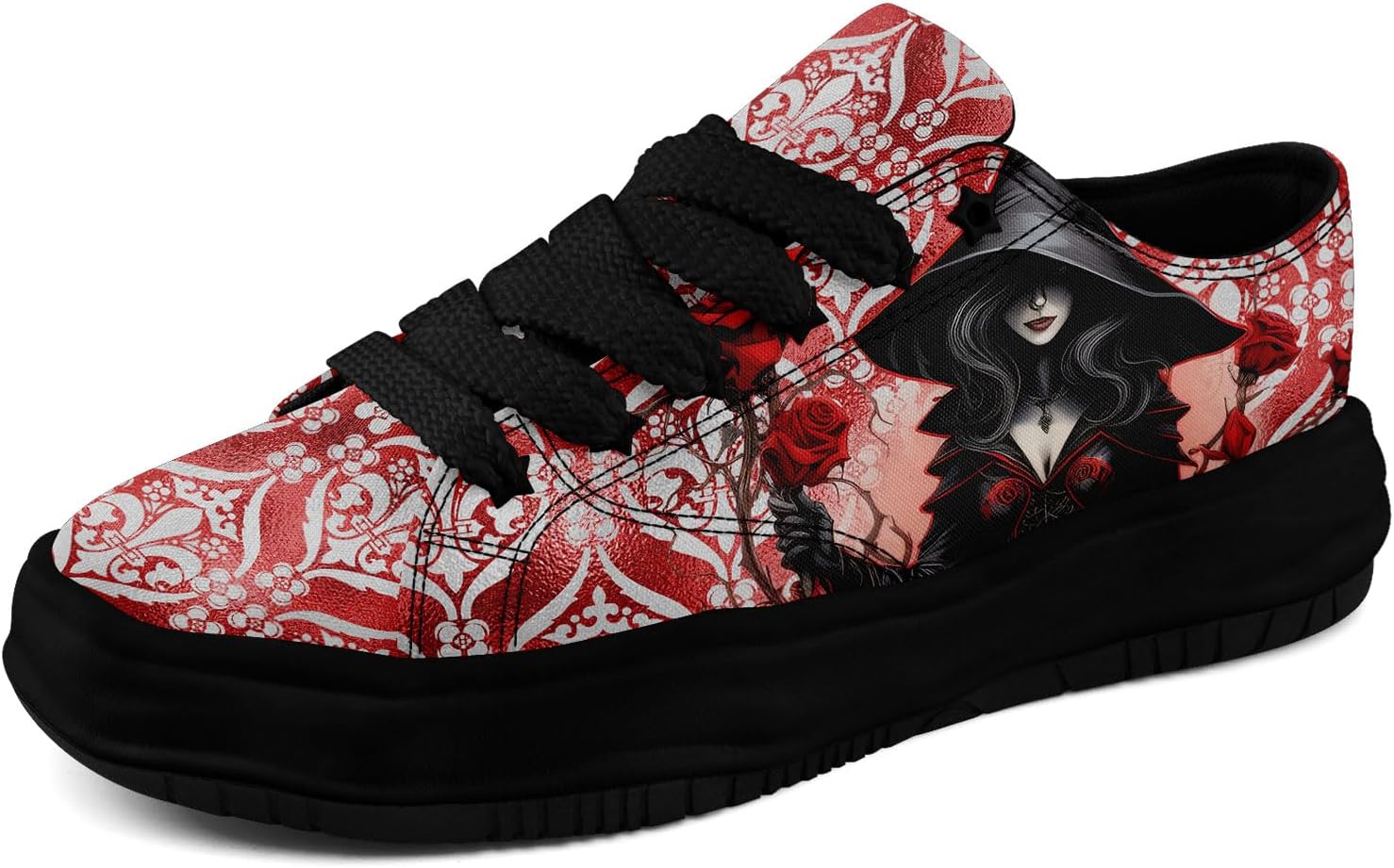 

Мужские готические кроссовки coolcustomize с черепами, модные, повседневные, для скейтбординга, из холщовой ткани, женские, уличная мода, удобные для ходьбы, красный