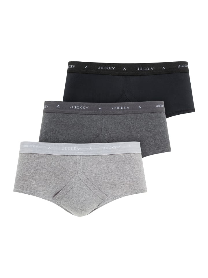 

Трусы Jockey Slips Uk Classic Cotton Rib Y-Front 3 Stück, цвет Schwarz/Grau