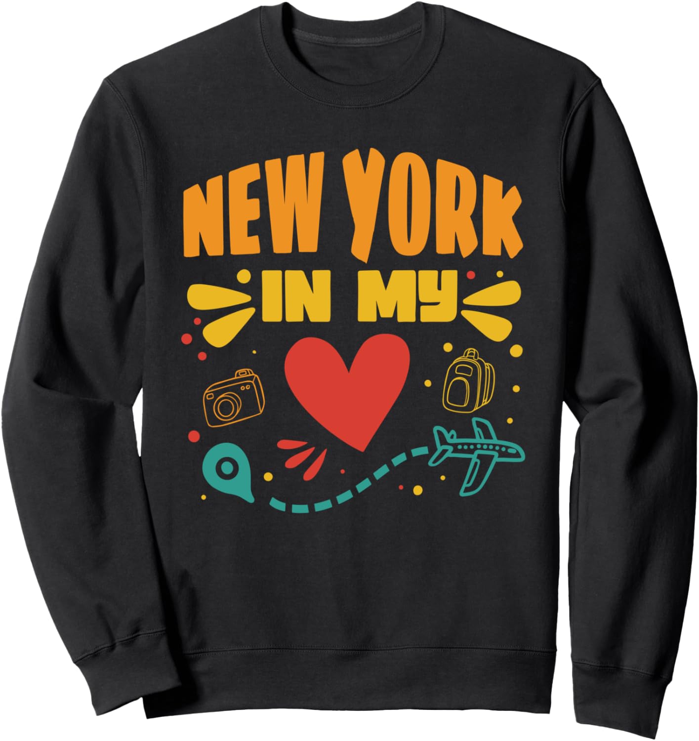 

«Нью-Йорк в моем сердце» - туристический сувенир. Толстовка New York In My Heart - Traveler Souvenir, черный