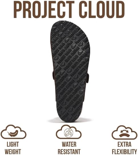 Мужские сабо Project Cloud - 100 натуральная кожа полного слоя, сабо с мемори-пеной для мужчин, поддержка свода стопы, пробковая стелька, противоскользящая подошва (Brooklyn), коричневый — фото 4