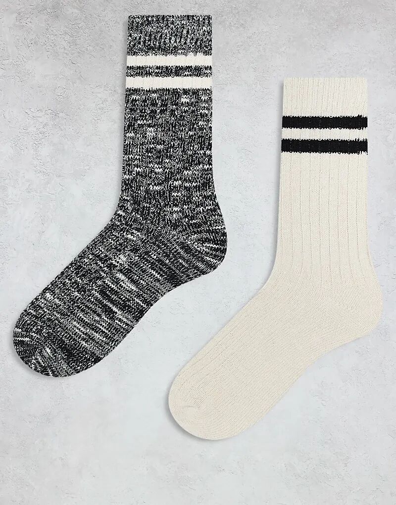 

2 пары полосатых носков черного и белого цвета ASOS DESIGN